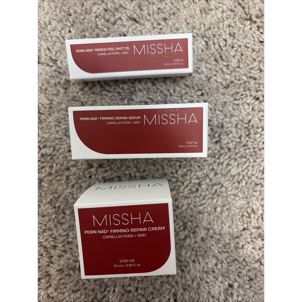 MISSHA Camellia PDRN NAD+ 3-Piece Skincare Set - Full Size Routine Trio - NIB